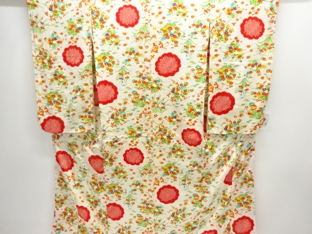 JAPANESE KIMONO / TSUMUGI / FOR KIDS / SHIBORI / FLORAL PLANTS